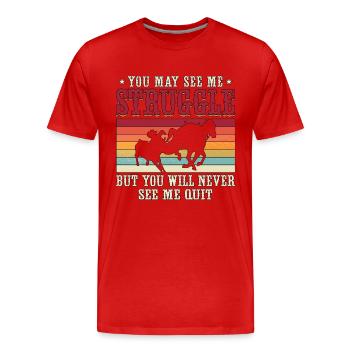 Steer Wrestling You May See Me Retro Team Roping - T-shirt bio Premium Homme - rouge - Devant - Damien (186cm)