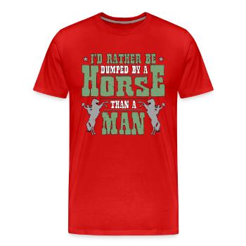 Bareback Riding I'd Rather Be Dumped By A Cowboy - Men's Premium Organic T-Shirt - red - Front - Damien (186cm)