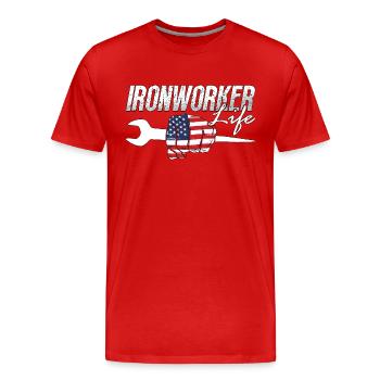 Métallurgiste de vie Soudeur de vie Ferronniers - T-shirt bio Premium Homme - rouge - Devant - Damien (186cm)