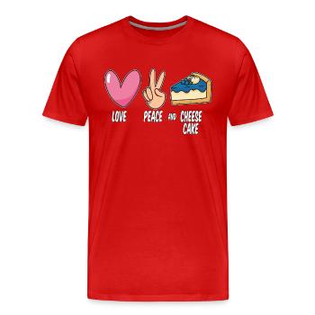 Cheesecake Love Peace And Baking Cheesecake Lover - Men's Premium Organic T-Shirt - red - Front - Damien (186cm)