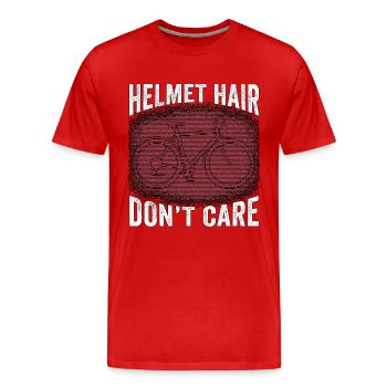 Bicycle Helmet Hair Don't Care Road Bike Cyclist - Männer Premium Bio T-Shirt - Rot - Vorne - Damien (186cm)