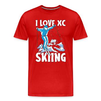 Cross Country Skiing I Love XC Skiing Winter Sport - Männer Premium Bio T-Shirt - Rot - Vorne - Damien (186cm)