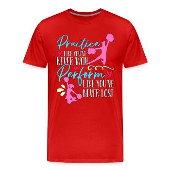 Pratique du cheerleading comme vous n’avez jamais applaudi - T-shirt bio Premium Homme - rouge - Devant - Damien (186cm)