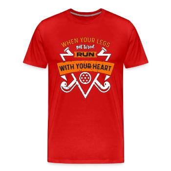Field Hockey When Your Legs Get Tired Goalkeeper - Men's Premium Organic T-Shirt - red - Front - Damien (186cm)