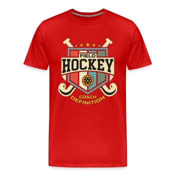 Field Hockey Coach Definition Retro Hockey Goalie - Men's Premium Organic T-Shirt - red - Front - Damien (186cm)