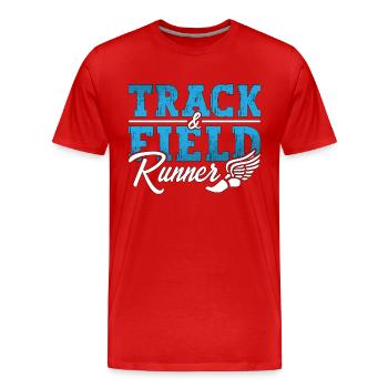 Track And Field Runner Loves Triathlon Sprinting - Men's Premium Organic T-Shirt - red - Front - Damien (186cm)