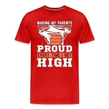 High Jump Making Parents Proud Every Time Jumping - Men's Premium Organic T-Shirt - red - Front - Damien (186cm)