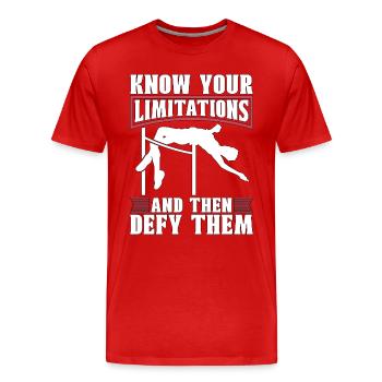 Saut en hauteur Connaissez vos limites et saut en longueur - T-shirt bio Premium Homme - rouge - Devant - Damien (186cm)