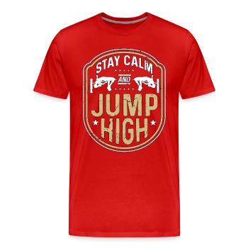 Saut en hauteur Restez calme et sautez haut saut à la perche - T-shirt bio Premium Homme - rouge - Devant - Damien (186cm)