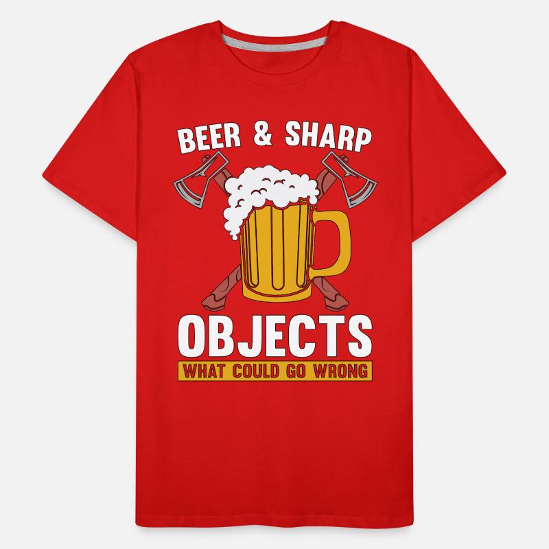 Axe Throwing Beer & Sharp Objects Hatchet Thrower Men's Premium Organic T-Shirt