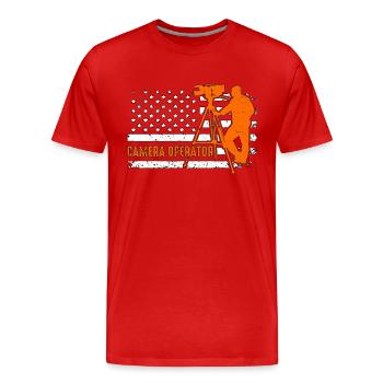 Cadreur Producteur vidéo rétro Caméraman - T-shirt bio Premium Homme - rouge - Devant - Damien (186cm)