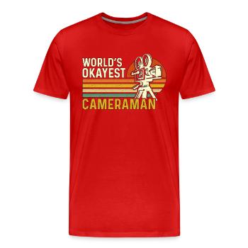 Caméraman Le meilleur caméraman rétro du monde - T-shirt bio Premium Homme - rouge - Devant - Damien (186cm)
