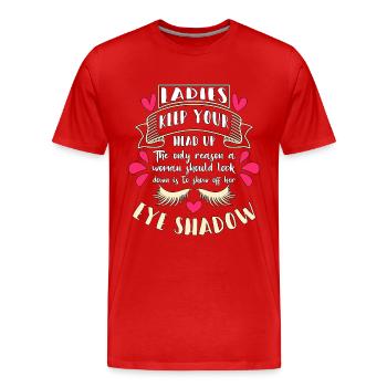 Maquilleuse Dames Gardez la tête haute Artiste sourcils - T-shirt bio Premium Homme - rouge - Devant - Damien (186cm)