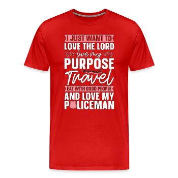 Police Officer I Just Want To Love The Lord Police - Men's Premium Organic T-Shirt - red - Front - Damien (186cm)