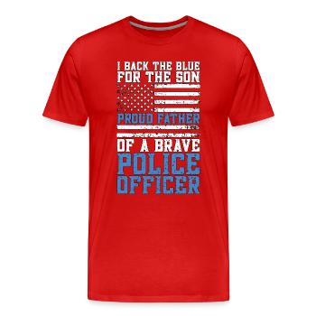 Police Officer I Back The Blue For Law Enforcement - Men's Premium Organic T-Shirt - red - Front - Damien (186cm)