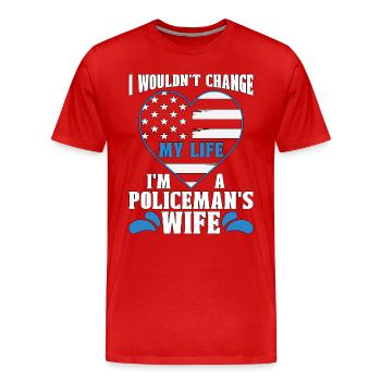 Policier Je ne changerais pas ma vie Policier - T-shirt bio Premium Homme - rouge - Devant - Damien (186cm)