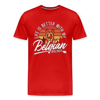 La vie malinoise belge est meilleure avec un chien policier - T-shirt bio Premium Homme - rouge - Devant - Damien (186cm)
