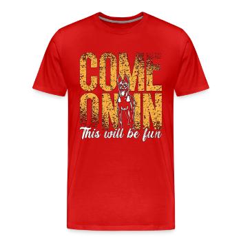 Les malinois belges entrent dans ce chien policier - T-shirt bio Premium Homme - rouge - Devant - Damien (186cm)