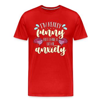 Santé mentale Je suis vraiment drôle mais maladie mentale - T-shirt bio Premium Homme - rouge - Devant - Damien (186cm)