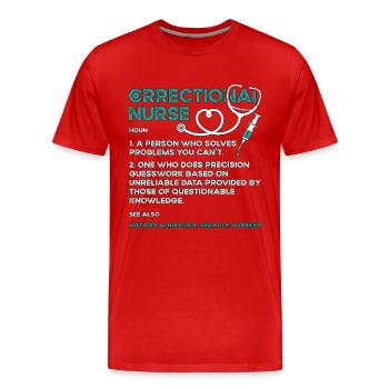 Infirmière correctionnelle Une personne qui résout l’argent mince - T-shirt bio Premium Homme - rouge - Devant - Damien (186cm)