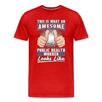 Travailleur de la santé publique Voici ce qu’une infirmière géniale - T-shirt bio Premium Homme - rouge - Devant - Damien (186cm)