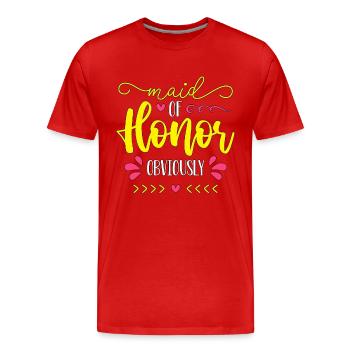 Maid Of Honor Obviously Bachelorette Party Bridal - Men's Premium Organic T-Shirt - red - Front - Damien (186cm)