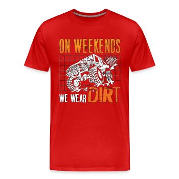 Course hors route Le week-end, nous portons du motocross hors route - T-shirt bio Premium Homme - rouge - Devant - Damien (186cm)