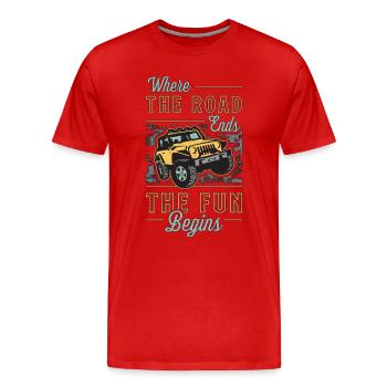 Course hors route où la route se termine Le motocross - T-shirt bio Premium Homme - rouge - Devant - Damien (186cm)