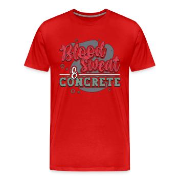 Finition de béton Blood Sweat & Mason de béton - T-shirt bio Premium Homme - rouge - Devant - Damien (186cm)