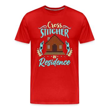 Cross Stitch Cross Stitcher In Residence Quilting - Men's Premium Organic T-Shirt - red - Front - Damien (186cm)