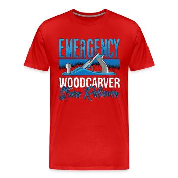 Sculpture sur bois Sculpture sur bois d’urgence Travail du bois - T-shirt bio Premium Homme - rouge - Devant - Damien (186cm)