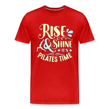 Pilates Rise And Shine It's Pilates Time Reformer - Männer Premium Bio T-Shirt - Rot - Vorne - Damien (186cm)