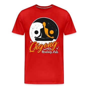 Arts de guérison Qigong Yin Yang Tai Chi Méditation - T-shirt bio Premium Homme - rouge - Devant - Damien (186cm)