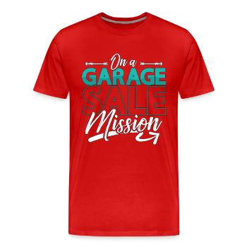 Ventes de garage sur un marché aux puces Mission de vente de garage - T-shirt bio Premium Homme - rouge - Devant - Damien (186cm)
