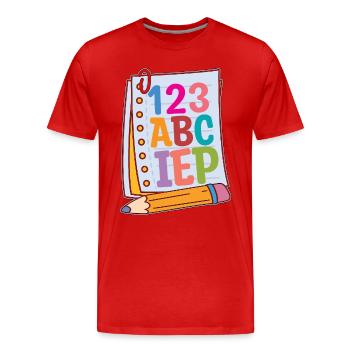 IEP 123 ABC IEP Autism Awareness Enseignant accéléré - T-shirt bio Premium Homme - rouge - Devant - Damien (186cm)