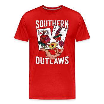 Le blackjack classique Southern Outlaws aime le jeu de cartes - T-shirt bio Premium Homme - rouge - Devant - Damien (186cm)