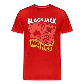 Classic Blackjack Money Casino Card Game Dealer - T-shirt bio Premium Homme - rouge - Devant - Damien (186cm)