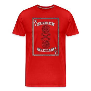 La vie de blackjack classique est un pari aime le jeu - T-shirt bio Premium Homme - rouge - Devant - Damien (186cm)