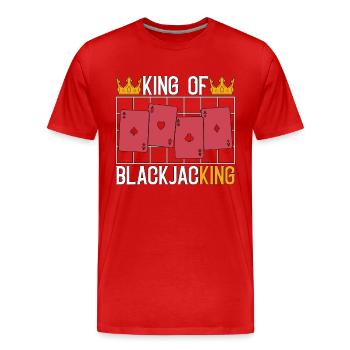 Classique Blackjack King Of Blackjacking Jeu de cartes - T-shirt bio Premium Homme - rouge - Devant - Damien (186cm)