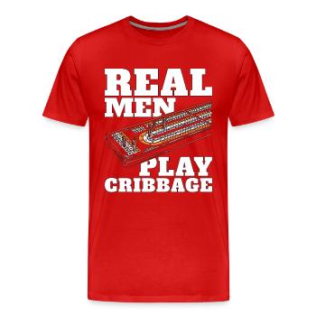 Cribbage Real Men Play Cribbage Loves Board Game - Men's Premium Organic T-Shirt - red - Front - Damien (186cm)