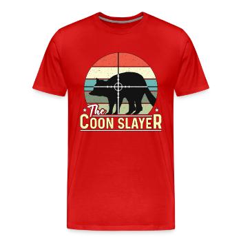 Raccoon Hunting The Coon Slayer Southern Hunting - Men's Premium Organic T-Shirt - red - Front - Damien (186cm)
