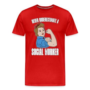Social Service Never Underestimate A Socialist - Männer Premium Bio T-Shirt - Rot - Vorne - Damien (186cm)