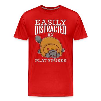 Ornithorynque facilement distrait par les ornithorynques - T-shirt bio Premium Homme - rouge - Devant - Damien (186cm)