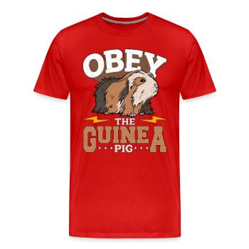 Cochon d’Inde Obéir à l’amoureux des animaux du cochon d’Inde Cavy - T-shirt bio Premium Homme - rouge - Devant - Damien (186cm)