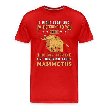 Mammouth laineux J’ai peut-être l’air d’être préhistorique - T-shirt bio Premium Homme - rouge - Devant - Damien (186cm)