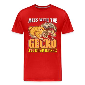 Gecko léopard Mess avec l’herpétologiste Gecko - T-shirt bio Premium Homme - rouge - Devant - Damien (186cm)