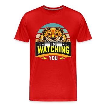 Bearded Dragon I'm Watching You Herpetology Lizard - Männer Premium Bio T-Shirt - Rot - Vorne - Damien (186cm)