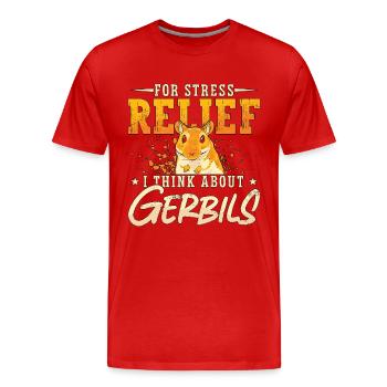 Gerbille pour soulager le stress Je pense aux rongeurs - T-shirt bio Premium Homme - rouge - Devant - Damien (186cm)