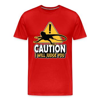 Bearded Dragon Caution I Will Judge You Reptiles - Männer Premium Bio T-Shirt - Rot - Vorne - Damien (186cm)
