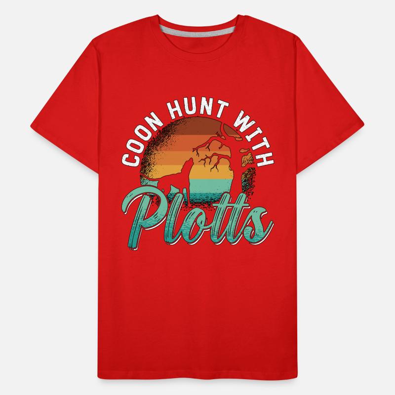 Coonhound Coon Hunt avec Plotts Treeing Walker T-shirt bio Premium Homme